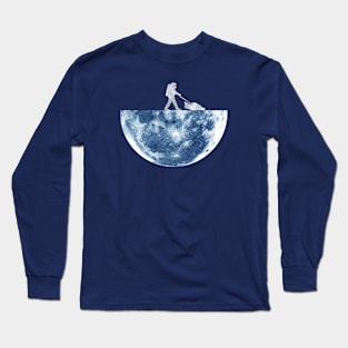 Astronaut Lawnmowing Moon Long Sleeve T-Shirt